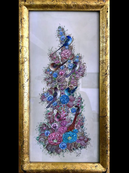 تابلوی نقاشی گل و مرغ