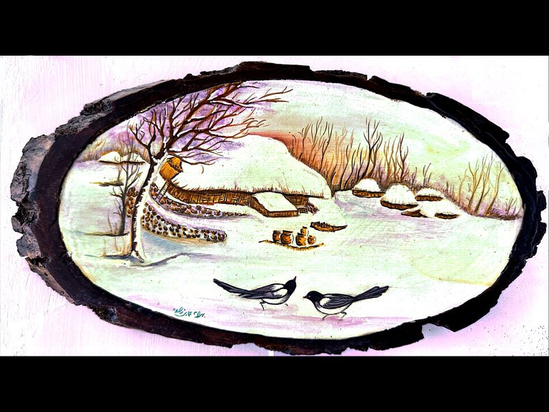 نقاشی روی چوب