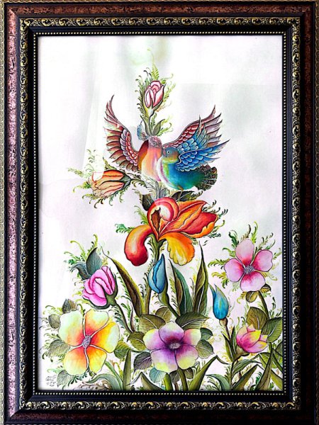 نقاشی گل و مرغ