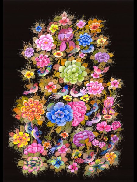 نقاشی مینیاتور گل و مرغ